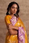 Kasturi Kundal_Yellow Base Fabric Pure Silk Banarasi Handloom Saree _Online_at_Aza_Fashions