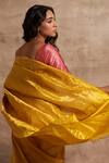 Buy_Kasturi Kundal_Yellow Base Fabric Pure Tissue Banarasi Handloom Saree _Online_at_Aza_Fashions