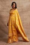 Buy_Kasturi Kundal_Yellow Base Fabric Pure Silk Banarasi Handloom Saree _Online_at_Aza_Fashions