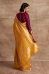 Shop_Kasturi Kundal_Yellow Base Fabric Pure Silk Banarasi Handloom Saree _at_Aza_Fashions