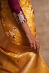 Kasturi Kundal_Yellow Base Fabric Pure Silk Banarasi Handloom Saree _at_Aza_Fashions
