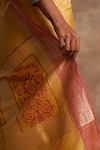 Shop_Kasturi Kundal_Yellow Base Fabric Pure Silk Banarasi Handloom Saree _Online_at_Aza_Fashions