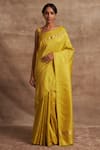 Buy_Kasturi Kundal_Yellow Base Fabric Pure Silk Banarasi Handloom Saree _at_Aza_Fashions