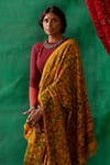 Kasturi Kundal_Yellow Pure Kanjivaram Silk Kalamkari Floral Bahuli Saree  _Online_at_Aza_Fashions