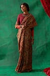 Buy_Kasturi Kundal_Green Pure Banarasi Silk Kalamkari Floral Radha Kanjivaram Saree _at_Aza_Fashions