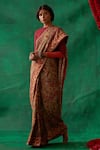 Kasturi Kundal_Green Pure Banarasi Silk Kalamkari Floral Radha Kanjivaram Saree _Online_at_Aza_Fashions