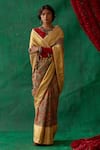 Kasturi Kundal_Green Pure Kanjivaram Silk Kalamkari Floral Sudarshna Saree  _Online_at_Aza_Fashions