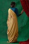 Shop_Kasturi Kundal_Yellow Pure Kanjivaram Silk Kalamkari Floral Thumri Saree  _at_Aza_Fashions