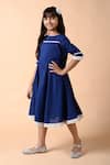 Kalp_Blue Cotton Lace Sapphire Dress _Online_at_Aza_Fashions