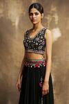 Karishma Khanduja Bareilly Black Cotton, Net V Neck Embroidered Lehenga Set at Aza Fashions Karishma Khanduja Bareilly_Black Cotton, Net V Neck Embroidered Lehenga Set _at_Aza_Fashions