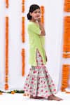 Kalp Green Cotton Embroidery, Gota Patti, Tassels Floral Print Sharara Set Online at Aza Fashions Kalp_Green Cotton Embroidery, Gota Patti, Tassels Floral Print Sharara Set _Online_at_Aza_Fashions