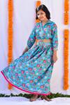 Buy_Kalp_Blue Cotton Embroidery, Gota Patti Shirt Style Choli And Lehenga Set_Online_at_Aza_Fashions