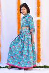 Shop_Kalp_Blue Cotton Embroidery, Gota Patti Shirt Style Choli And Lehenga Set_Online_at_Aza_Fashions