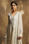 Shop_Karishma Khanduja Bareilly_White Chanderi With Foil Weave V Neck Embroidered Anarkali Set _Online_at_Aza_Fashions