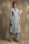 Karishma Khanduja Bareilly Grey Georgette Round Embroidered Kurta Set Online at Aza Fashions Karishma Khanduja Bareilly_Grey Georgette Round Embroidered Kurta Set _Online_at_Aza_Fashions