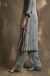 Karishma Khanduja Bareilly Grey Georgette Round Embroidered Kurta Set at Aza Fashions Karishma Khanduja Bareilly_Grey Georgette Round Embroidered Kurta Set _at_Aza_Fashions
