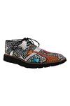 Kanvas_Blue Canvas Printed Boots_Online_at_Aza_Fashions