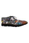 Buy_Kanvas_Blue Canvas Printed Boots_Online_at_Aza_Fashions