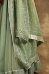 Buy Karishma Khanduja Bareilly Green Organza, Net, Crepe V Neck Embroidered Lehenga Set Buy_Karishma Khanduja Bareilly_Green Organza, Net, Crepe V Neck Embroidered Lehenga Set