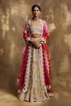 Karishma Khanduja Bareilly_Beige Chanderi Square Neck Embroidered Bridal Lehenga Set _Online_at_Aza_Fashions