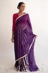 Kapardara_Purple Silk Organza Saree  _Online_at_Aza_Fashions