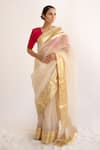 Buy_Kapardara_Beige Silk Organza Saree  _Online_at_Aza_Fashions