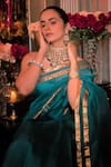 Shop_Kapardara_Green Pure Silk Organza Saree  _at_Aza_Fashions