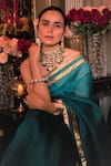 Kapardara_Green Pure Silk Organza Saree  _Online_at_Aza_Fashions