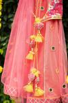 Kids Lane_Pink Crepe Embroidered Thread Work Printed Blouse And Lehenga Set _Online_at_Aza_Fashions