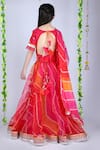 Shop_Kids Lane_Red Cotton Print Lehriya Lehenga Set  _at_Aza_Fashions