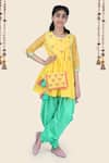 Buy_Kids Lane_Yellow Kurtachanderi Embroidered Dragonfly Kurta And Dhoti Pant Set  _at_Aza_Fashions