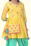 Buy_Kids Lane_Yellow Kurtachanderi Embroidered Dragonfly Kurta And Dhoti Pant Set  _Online_at_Aza_Fashions