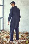 Shop_Kharakapas_Grey Handloom Cotton Dark Knight Kurta Set _at_Aza_Fashions