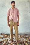 Kharakapas_Pink Double Cotton Plain Cherry Blush Camp Collar Shirt _Online_at_Aza_Fashions