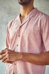 Shop_Kharakapas_Pink Double Cotton Plain Cherry Blush Camp Collar Shirt _Online_at_Aza_Fashions
