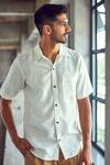 Shop Kharakapas White Linen Opaque Hue Shirt Online at Aza Fashions Shop_Kharakapas_White Linen Opaque Hue Shirt _Online_at_Aza_Fashions