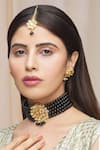 Khwaab by Sanjana Lakhani_Black Beads And Kundan Choker Necklace Set _Online_at_Aza_Fashions