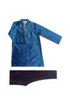 Buy_Krishna Mehta_Blue Floral Block Print Kurta And Pant Set For Boys_at_Aza_Fashions
