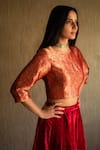 Shorshe Clothing_Red Velvet Lehenga Set_Online_at_Aza_Fashions