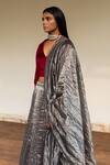 Shorshe Clothing_Grey Handloom Tissue Lehenga Set_Online_at_Aza_Fashions