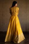 Shop_Shorshe Clothing_Yellow Handloom Tissue Lehenga Set_at_Aza_Fashions