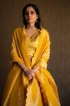 Buy_Shorshe Clothing_Yellow Handloom Tissue Lehenga Set_Online_at_Aza_Fashions