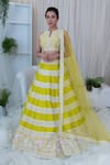 Buy_Varun Chakkilam_Yellow Top  Skirt Raw Silk Dupatta Embroidered Bridal Lehenga Set _at_Aza_Fashions