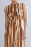 Buy_KoAi_Brown Chanderi Silk Striped Jumpsuit _Online_at_Aza_Fashions