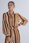 Buy_Koai_Beige Silk Striped Shirt_at_Aza_Fashions