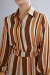 Shop_Koai_Beige Silk Striped Shirt_Online_at_Aza_Fashions