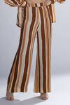 Shop_KoAi_Brown Silk Striped Palazzos _Online_at_Aza_Fashions