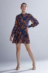 Buy_KoAi_Blue Chiffon Floral Print Tiered Frill Dress _Online_at_Aza_Fashions