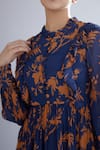 Shop_KoAi_Blue Chiffon Floral Print Tiered Frill Dress _Online_at_Aza_Fashions