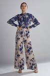 Buy_Koai_Blue Silk Floral Print Bow Neck Shirt _Online_at_Aza_Fashions